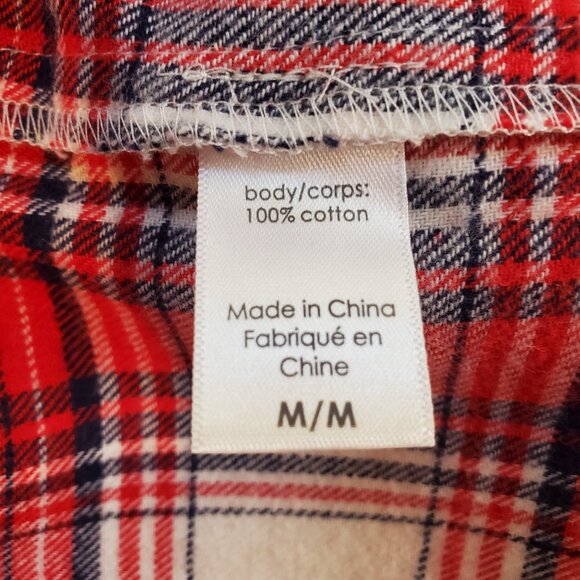 EBERJEY SZ M Men's Plaid Soft Flannel Long Pajama Set in Red & Ivory - Picture 13 of 16